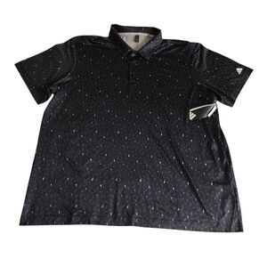 Adidas 2XL Black Short Sleeve Polo Feather Print UPF50